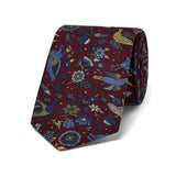 Woodland Animals Silk Twill Tie in Wine