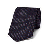 Miniature Diamond Motif Silk Tie in Navy