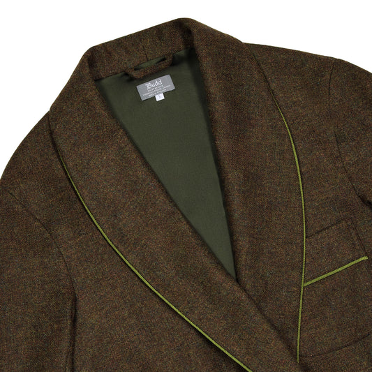 Heritage Tweed Silk Lined Dressing Gown in Chestnut Brown