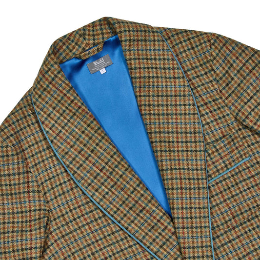 Heritage Tweed Silk Lined Dressing Gown in Rustic Check