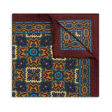 Paisley Mosaic Silk Pocket Square in Burgundy