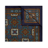 Paisley Mosaic Silk Pocket Square in Navy