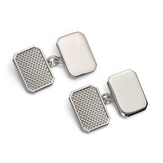 Sterling Silver Pyramid Relief Cufflinks in Silver