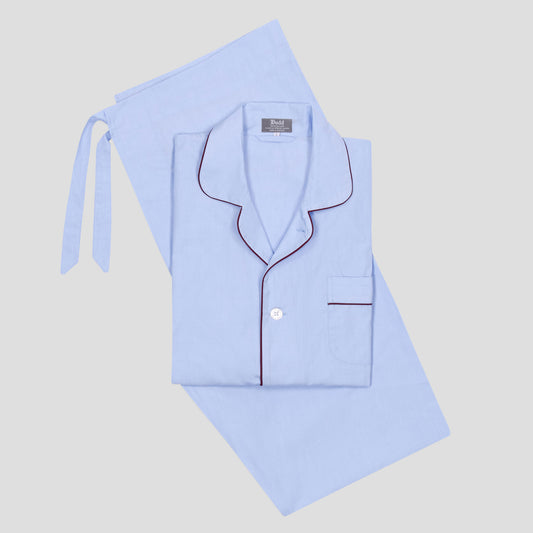 End on End Cotton Poplin Pyjamas in Sky Blue