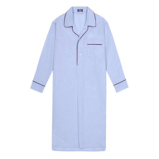 End on End Cotton Poplin Nightshirt in Sky Blue