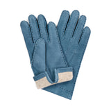 Tyrol Nubuck Leather Cashmere Lined Gloves in Denim Blue