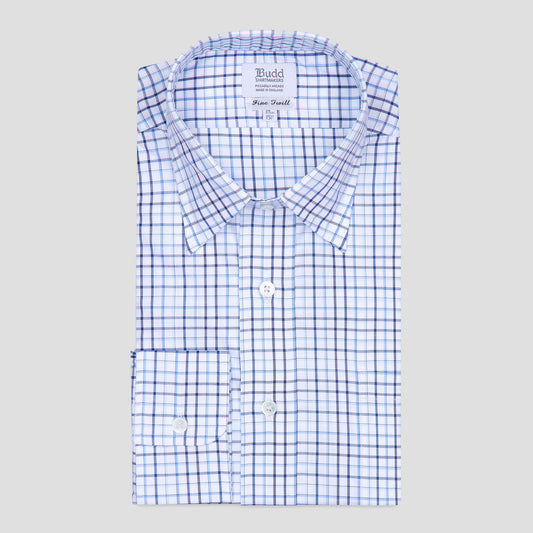 Graph Check Fine Twill Classic Fit Button Cuff Shirt in Blue