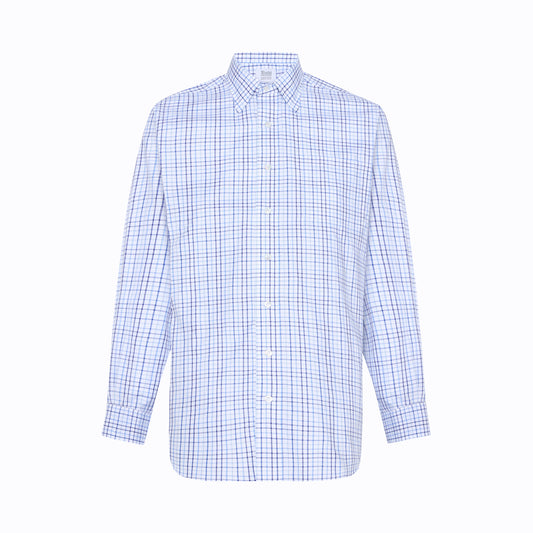 Blue checkered shirt on a white background