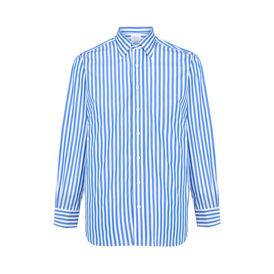 Sea Island Quality Candy Stripe Classic Fit Button Cuff Shirt in Royal Blue