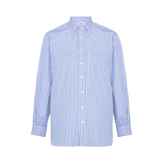 Fancy Stripe Poplin Classic Fit Double Cuff Shirt in Blue and Red