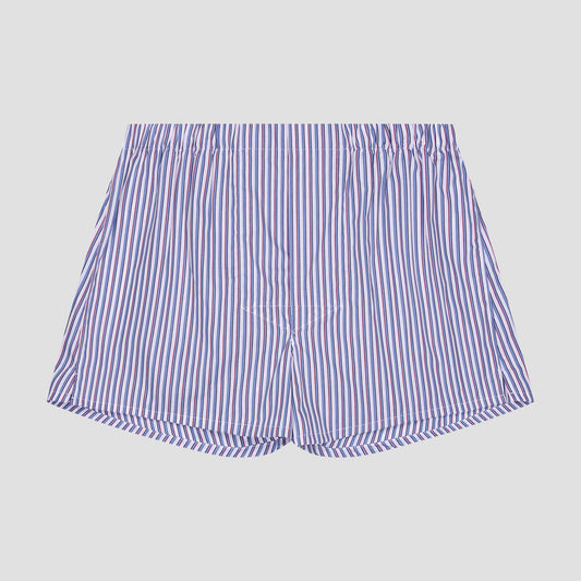 Fancy Stripe Poplin Chairman Boxer Shorts in Blue and Red