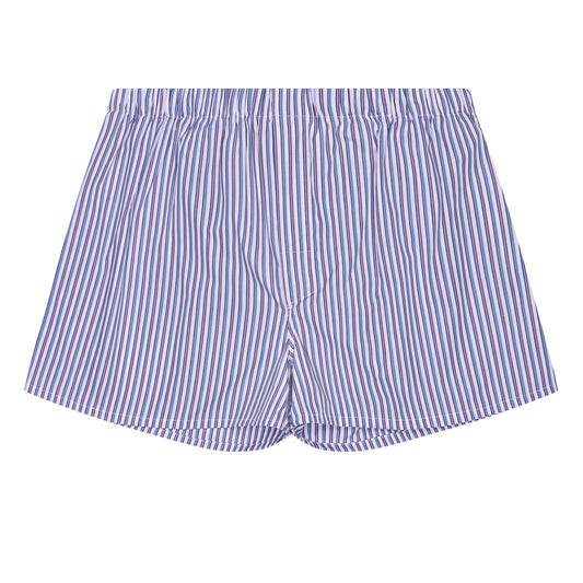 Fancy Stripe Poplin Classic Boxer Shorts in Blue and Red