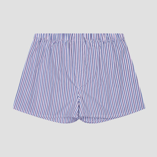 Fancy Stripe Poplin Classic Boxer Shorts in Blue and Red