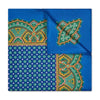 Ornate Border and Motif Madder Silk Neckerchief in Royal and Gold