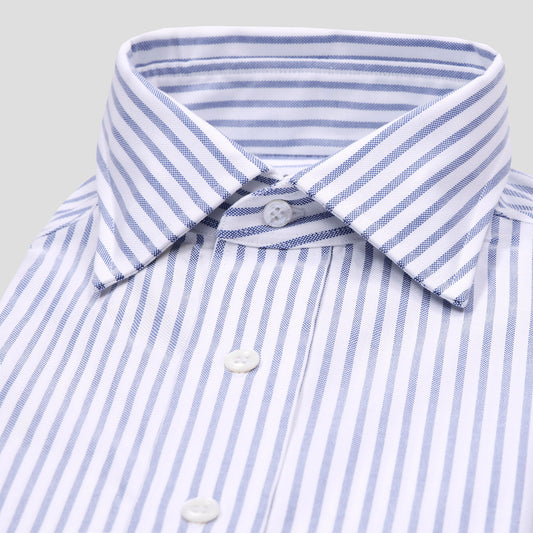 WM Brown Oxford Stripe Tailored Fit Shirt in Gio Blue