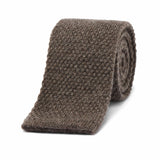 Pure Cashmere Knitted Tie in Brown