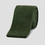 Pure Cashmere Knitted Tie in Loden Green
