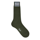 Textured Knit Cotton Short Socks in Khaki Green