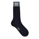 Textured Knit Cotton Short Socks in Navy Blue