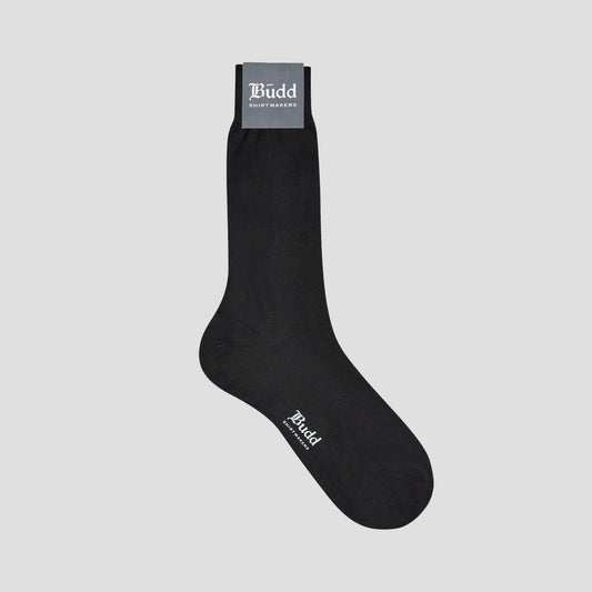 Flat Weave Pure Silk Short Socks in Black