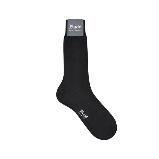 Flat Weave Pure Silk Short Socks in Black