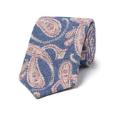 Paisley Fantasy Silk and Cotton Tie in Navy Blue