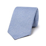 Fine Herringbone Silk and Linen Tie in Sky Blue