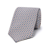 Miniature Linked Motif Twill Silk Tie in Cream
