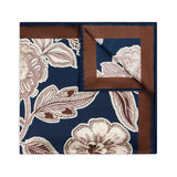 Summer Floral Silk Twill Pocket Square in Chocolate Brown