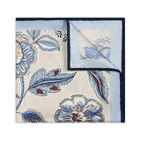 Summer Floral Silk Twill Pocket Square in Cream