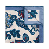 Summer Floral Silk Twill Pocket Square in Navy Blue