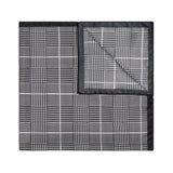 Large Prince of Wales Check Silk Twill Pocket Square in Black