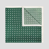 Contrast Edge Polka Dot Silk Twill Pocket Square in Bottle Green