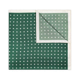 Contrast Edge Polka Dot Silk Twill Pocket Square in Bottle Green