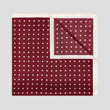 Contrast Edge Polka Dot Silk Twill Pocket Square in Burgundy