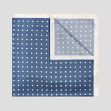 Contrast Edge Polka Dot Silk Twill Pocket Square in Butcher Blue
