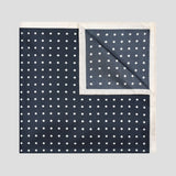 Contrast Edge Polka Dot Silk Twill Pocket Square in Navy