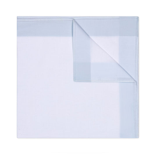 Solid Border White Cotton Handkerchief in Ice