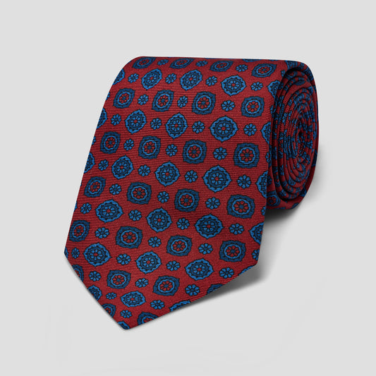 Trad Emblem Madder Printed Silk Tie in Red