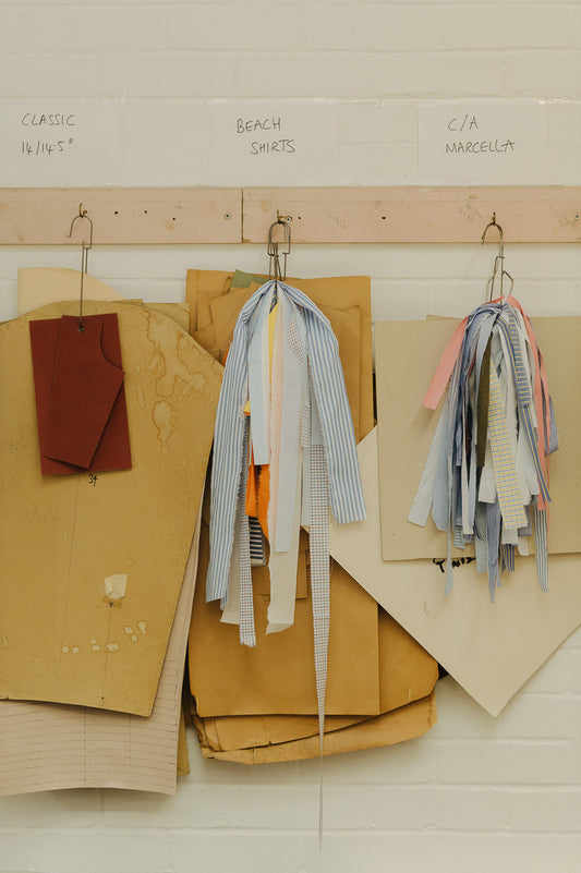 Made to measure shirt cutting patterns at workroom