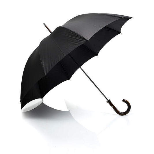 Maple Handle Town Umbrella in Black Twill
