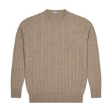Bowhill Scottish Cashmere Cable Knit Jumper in Stoneage Beige