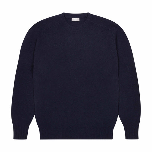Hillswick Brushed Shetland Crew Neck in Navy