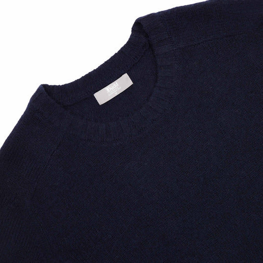 Hillswick Brushed Shetland Crew Neck in Navy