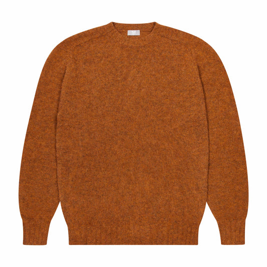 Hillswick Brushed Shetland Crew Neck in Burnt Orange