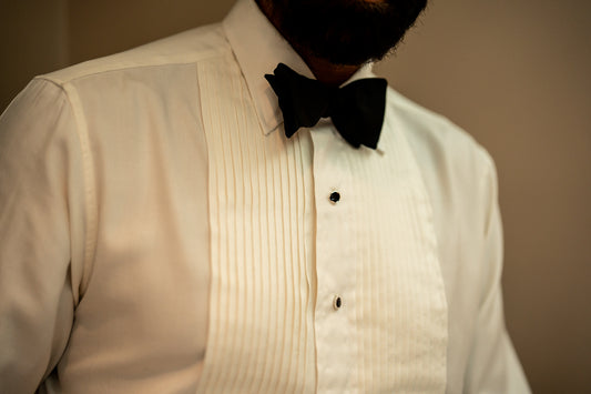 Kirby Allison x Budd Tailored Fit Hand Pleated Silk Dress Shirt in Cream