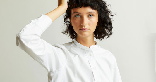 Budd Shirtmakers women's white poplin grandad shirt