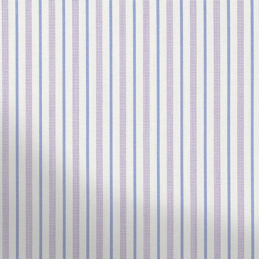 Textile pattern with small blue and purple stripes on a white background