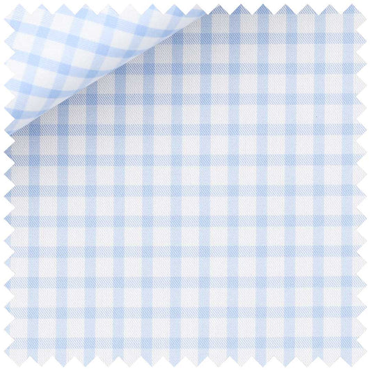 Sky Blue and White Cotton Twill Check