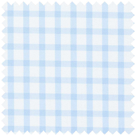 Sky Blue and White Cotton Twill Check